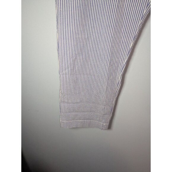 Polo Ralph Lauren Womens Blue White Striped Seersucker Nautical Ankle Pants 14 - Picture 9 of 13
